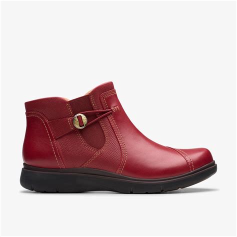 Womens Certina Joy Red Leather Ankle Boots | Clarks