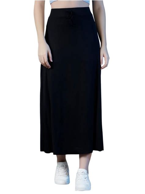 Buy NEUDIS Women Black Ribbed Flared Maxi Skirt at Amazon.in