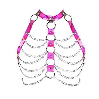 Buy Female PU Leather Body Harness Bra Hollow Body cage Alloy Carnival ...