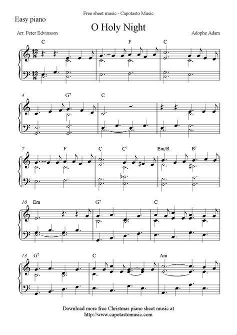 Easy Sheet Music For Beginners: Free easy Christmas piano sheet music ...