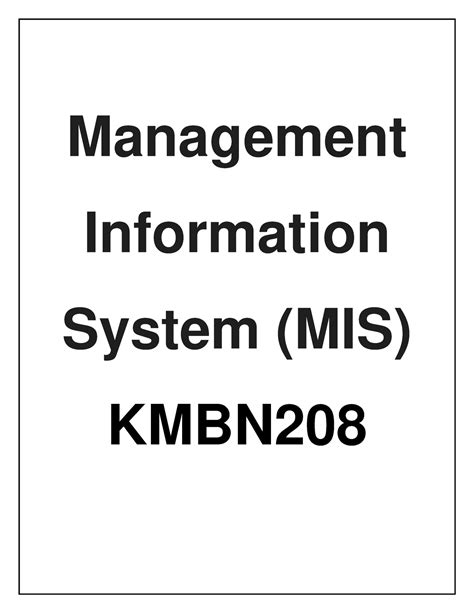 KMBN208 Management Information System - Management Information System ...