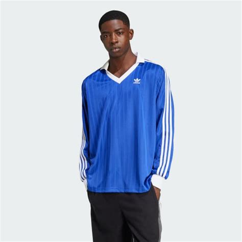 adidas Adicolor Piqué Soccer Long Sleeve Tee - Blue | Free Shipping ...