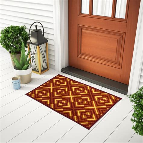 Buy Spaces Small Size Unwinders Rust & Yellow Checked Bath Mat ...