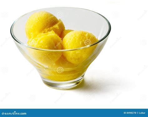 Yellow Ice-cream Balls in Transparent Glass Stock Photo - Image of ...
