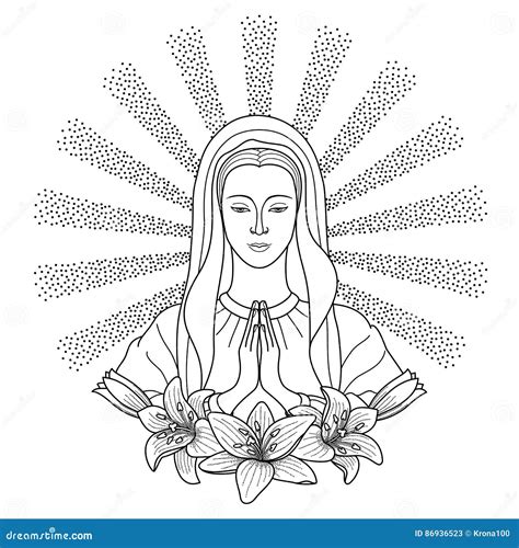 Praying Virgin Mary stock vector. Illustration of black - 86936523