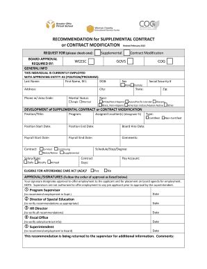 Fillable Online RECOMMENDATION for SUPPLEMENTAL CONTRACT or CONTRACT ...