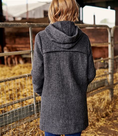 Charcoal | Womens Boiled Wool Hooded Coat | WoolOvers AU