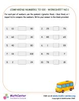 Comparing Numbers To 100 - Worksheet No.1 | Worksheets | Math Center