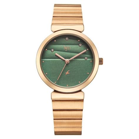 Buy Online Fastrack Vyb Charmer Quartz Analog Green Dial Metal Strap ...