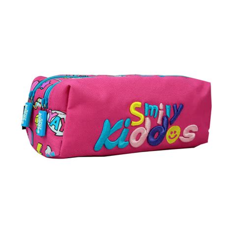 Buy Smily Twin Zipper Pencil Pouch (Pink) For School Kids Online in ...
