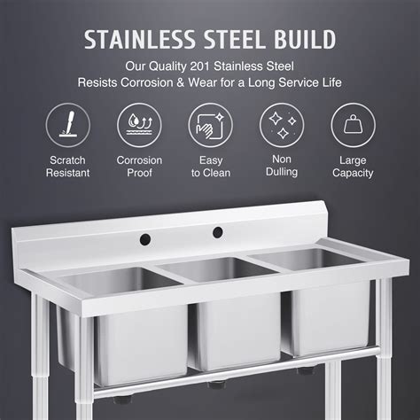 Commercial 3 Compartment Sink for Sale (11x10")