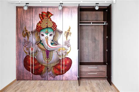 Sitting Ganpati Painting Self Adhesive Sticker For Wardrobe ...