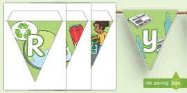 Recycling-Themed Display Bunting (teacher made) - Twinkl