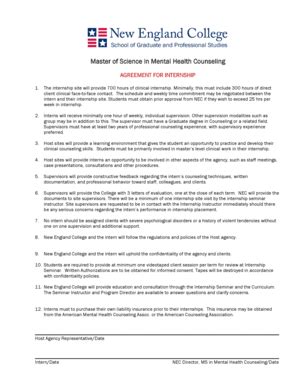 Fillable Online nec Internship Agreement Form - New England College ...