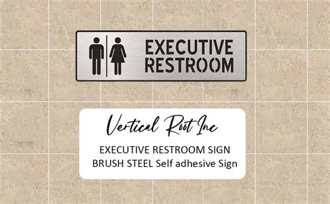 Vertical Root Inc EXECUTIVE RESTROOM SIGN BRUSH STEEL Self adhesive ...