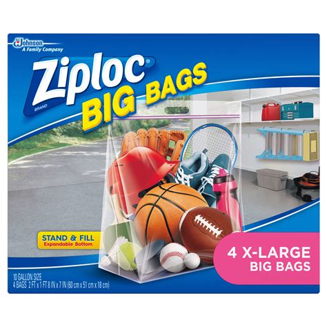 Ziploc Big Bags, XL Double Zipper, 4 ct - Walmart.com - Walmart.com