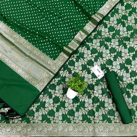 Green Zari Katan Silk Banarasi Suit – Mohsin Textiles