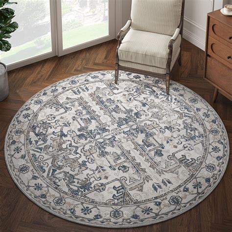 Amazon.com: jinchan Round Rug 6ft Vintage Machine Washable Area Rug ...