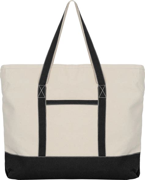 Amazon.com: Extra Large Canvas Tote Bags with Zipper - 22 Inch Heavy ...
