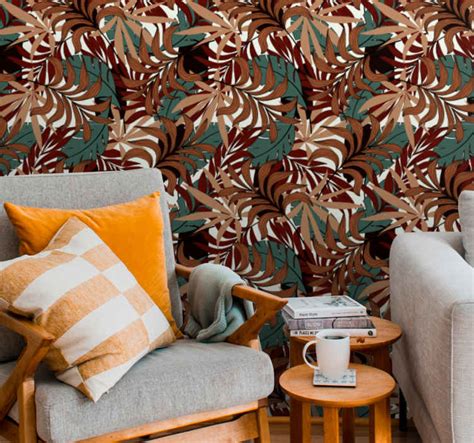 Abstract Botanical Mural leaves wallpaper