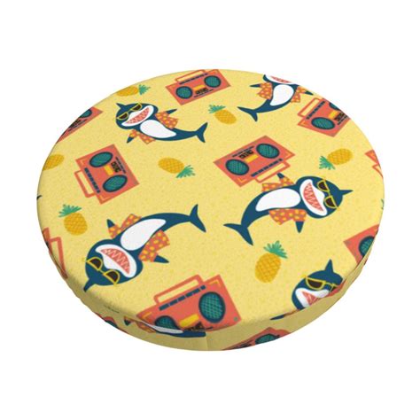 Bar Stool Covers Round, Cute Smiling Sharks Bar Stool Cushion Covers ...