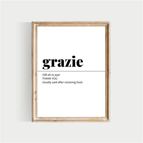 Grazie Definition Art Print, Italian Word (digital Download) - Etsy