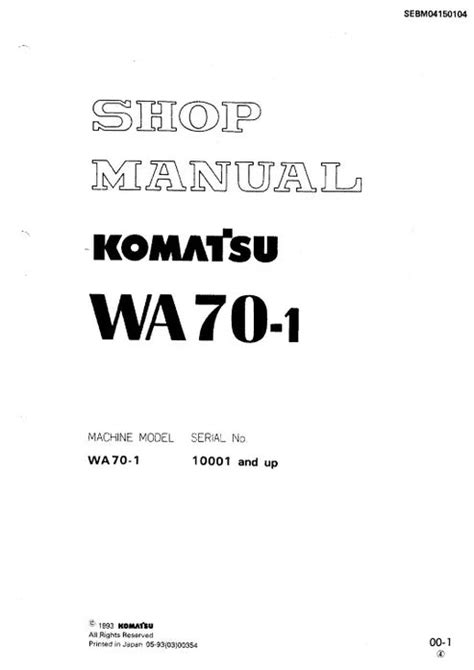 Komatsu WA70-1 Wheel Loader Pdf Repair and Service Manual – PDF Manuals ...