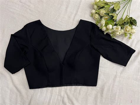 Black V Neck Elbow Sleeves Blouse – The Loom Store