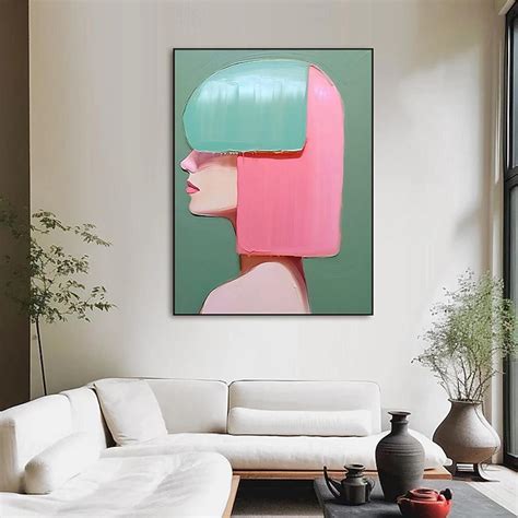 Hand painted Abstract Fashion Girl Canvas Painting Abstract pattyle ...