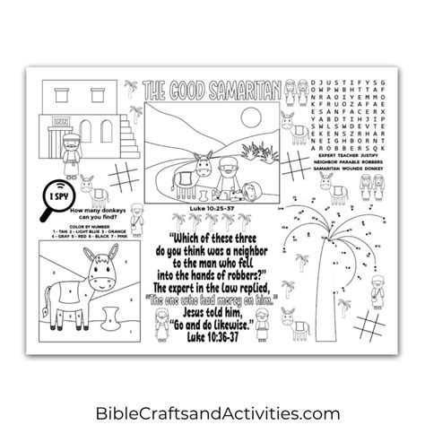 Parable of the Good Samaritan Activity Sheet - Bible Crafts Shop