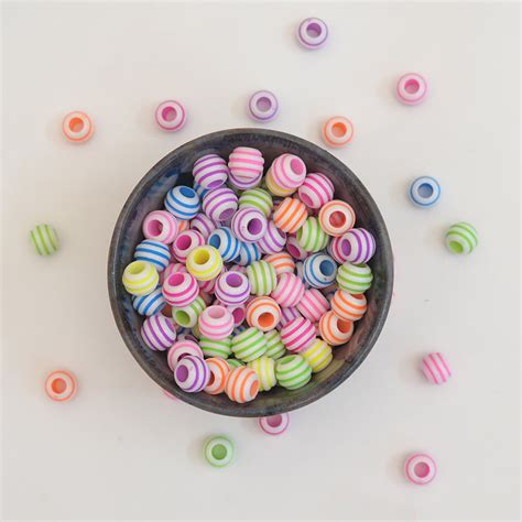 Buy Striped Round Craft Beads for Jewelry, Bracelets, & DIY Crafts ...