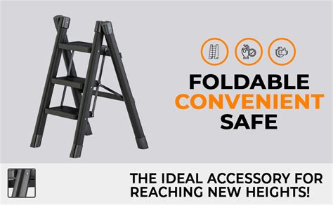 Hexwell Foldable 3-Step Ladder for Home -Heavy Duty Anti Skid Strong ...