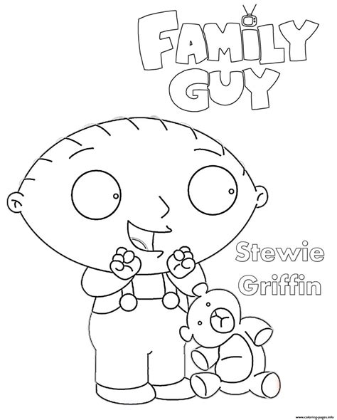 Family Guy Stewie Cartoon Coloring page Printable