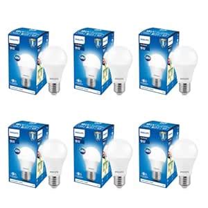 Buy Philips Base E27 9-Watt LED Bulb (Pack of 6, Cool Day Light) Online ...