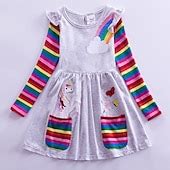 Kids Little Girls' Dress Unicorn Rainbow Flower T Shirt Dress Tee Dress ...