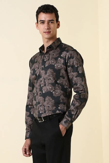 Black Printed Party Full Sleeves Men Slouchy Fit Formal Shirts ...
