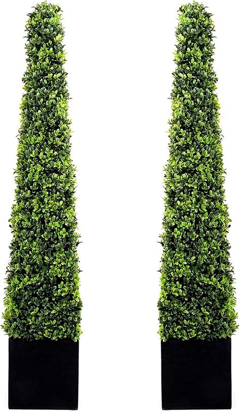 Buy 2 x Artificial Premium Quality Topiary Boxwood Pyramid Trees in ...