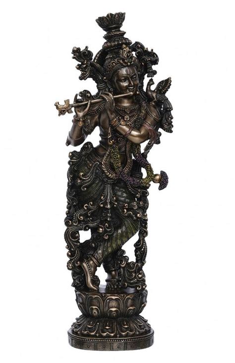 "Dancing Lord Krishna Playing Flute": Brown Handicraft by Brass ...