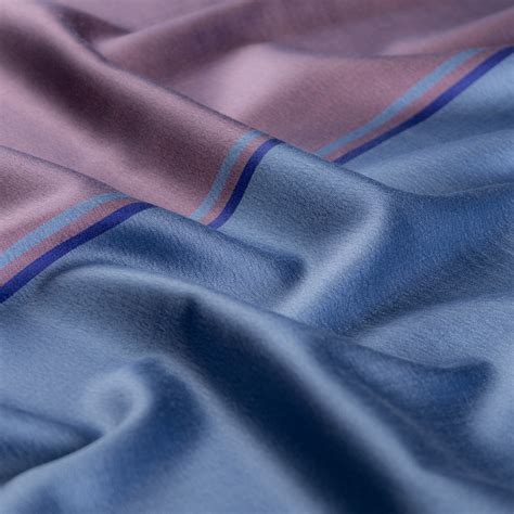 Sky Blue Striped Silk Scarf | Ipekevi