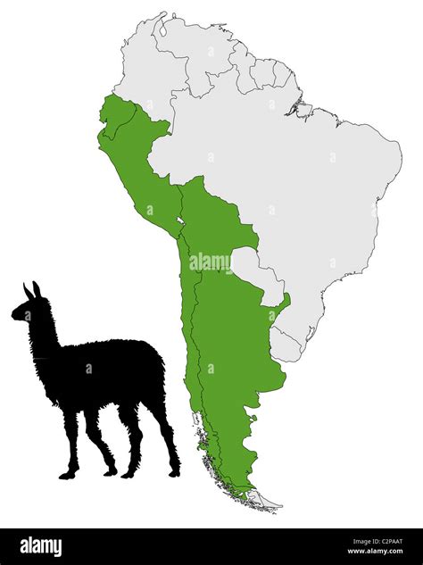 Llama range map Stock Photo - Alamy
