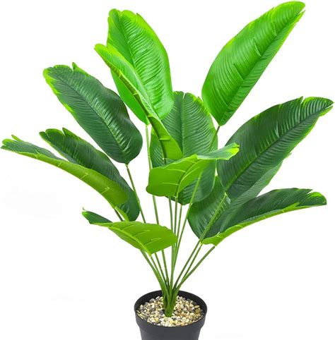 Buy Aatwik Polyester Faux Banana Leaves Plant With 18 Leaves ...