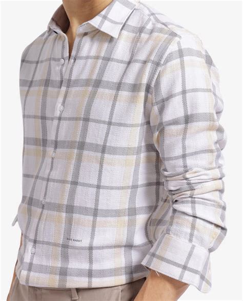 Rare Rabbit Men's Chigo White Cotton Checked Print Regular Fit Full Sl