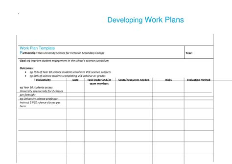 Image result for Sample Work Plan