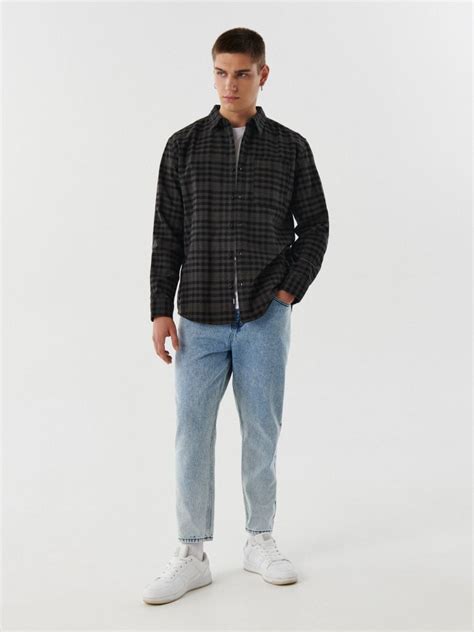 Crna karirana košulja Boja CRNO - CROPP - 5053N-99X