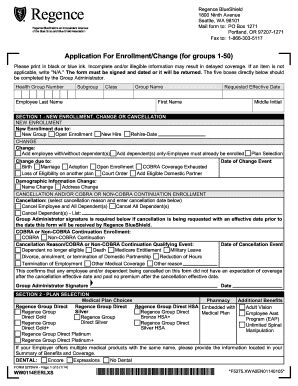 Fillable Online Application For EnrollmentChange for groups 1-50 Fax ...