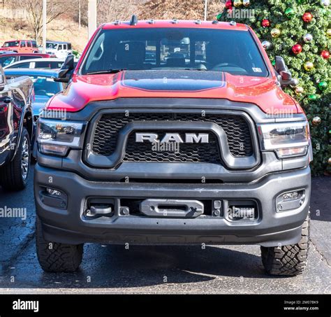 A new, red Ram 2500 Power Wagon for sale at a dealership in Ross Township, Pennsylvania, USA ...
