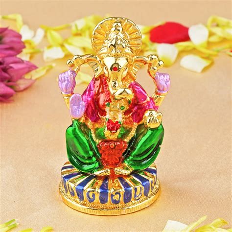 Buy Estele Gold Plated Lord Ganesh Idol (Enamel) 30B-IG Online