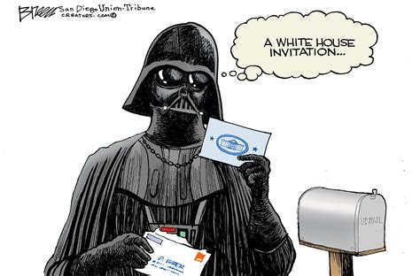 Political Cartoon U.S. President Trump White House invites Darth Vader ...