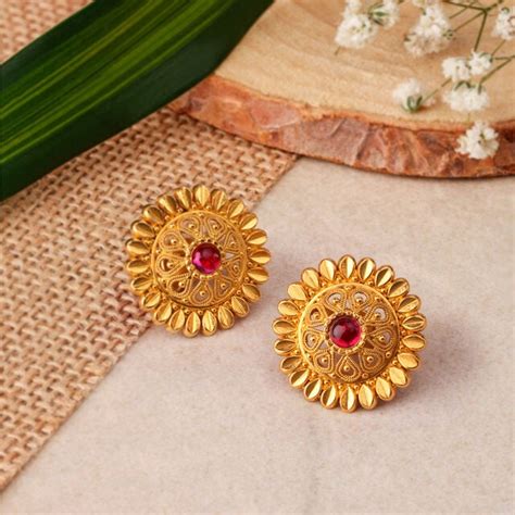 Magnificent Antique Gold Stud Earrings