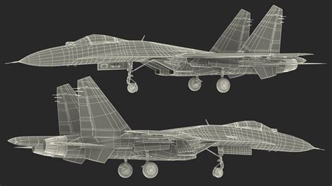 3D Russian Jet Aeroplane Sukhoi Su-27 Flanker Rigged for Maya model ...